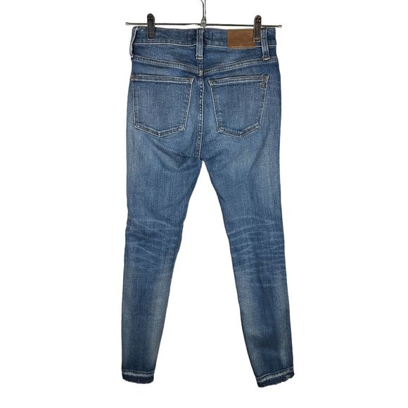 Madewell SIZE 25 9” High Rise Skinny Blue Jeans Distressed Raw Released Hem - Picture 3 of 11
